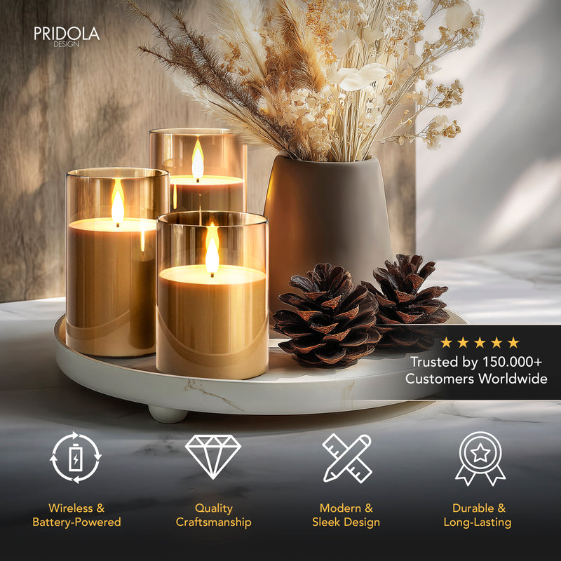 FLAMELESS WIRELESS CANDLES ( SET OF 3)