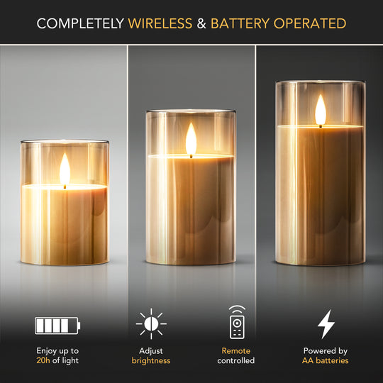 FLAMELESS WIRELESS CANDLES ( SET OF 3)