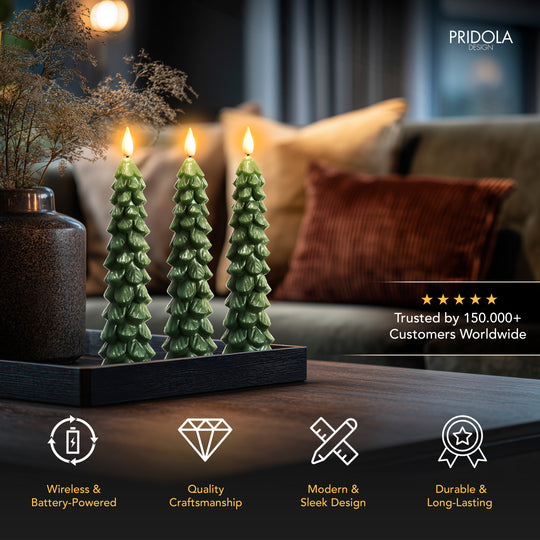 CHRISTMAS FLAMELESS WIRELESS CANDLES (SET OF 3)