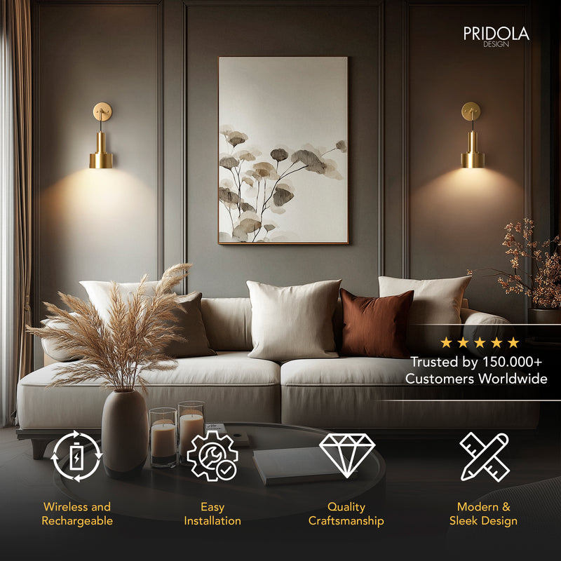 GLOWDROP WIRELESS WALL SCONCES (SET OF 2 + 2 BULBS FREE)