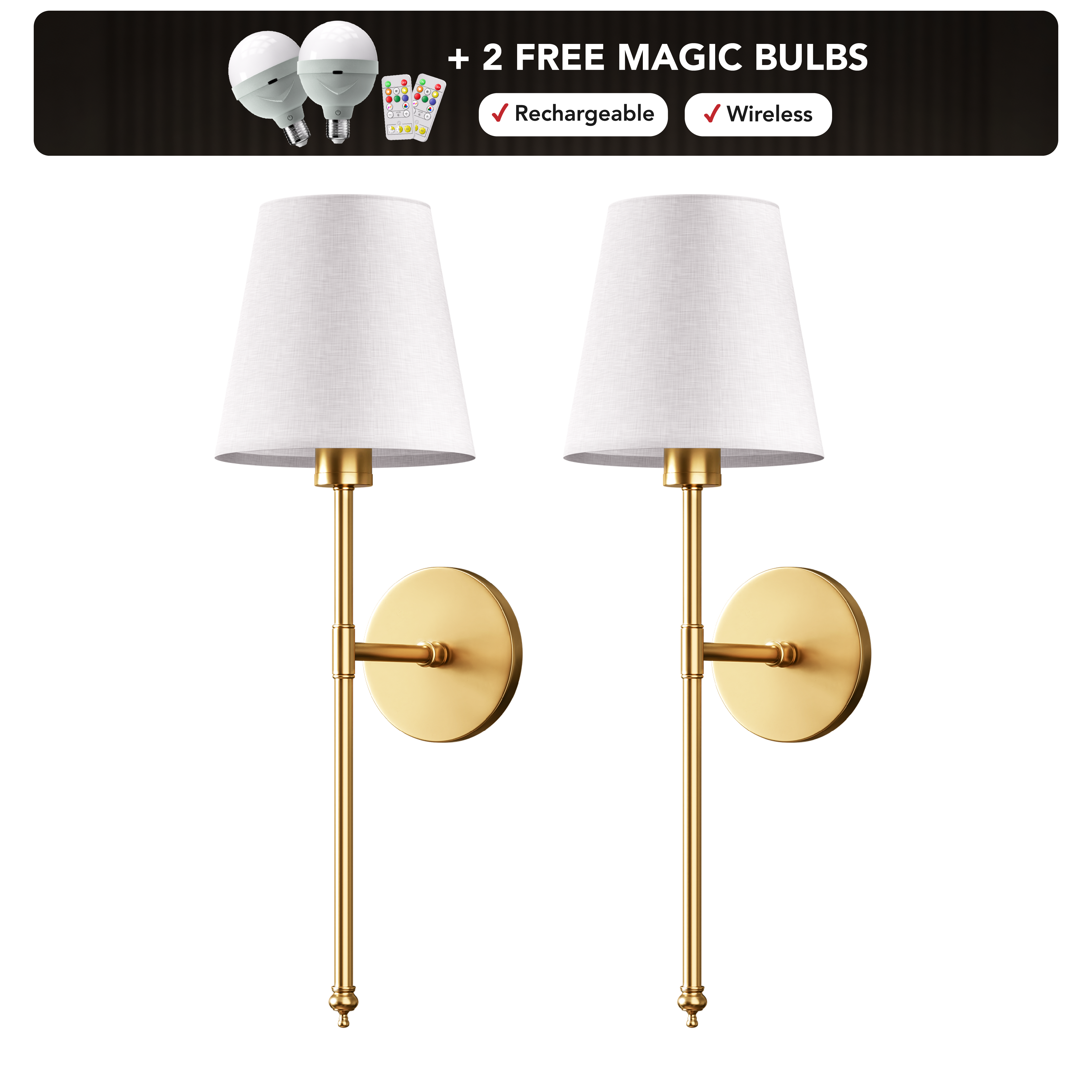 Pridola Wireless Wall Sconce Set with 2 Bulbs — image 1 of 1