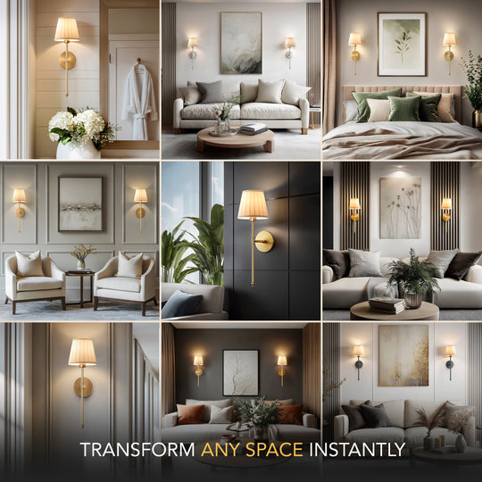 WIRELESS PLEATED WALL SCONCES (SET OF 2)