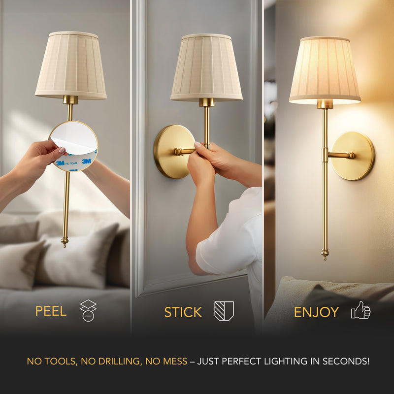 WIRELESS PLEATED WALL SCONCES (SET OF 2)