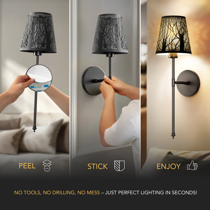 WIRELESS METALLIC WALL SCONCES (SET OF 2)